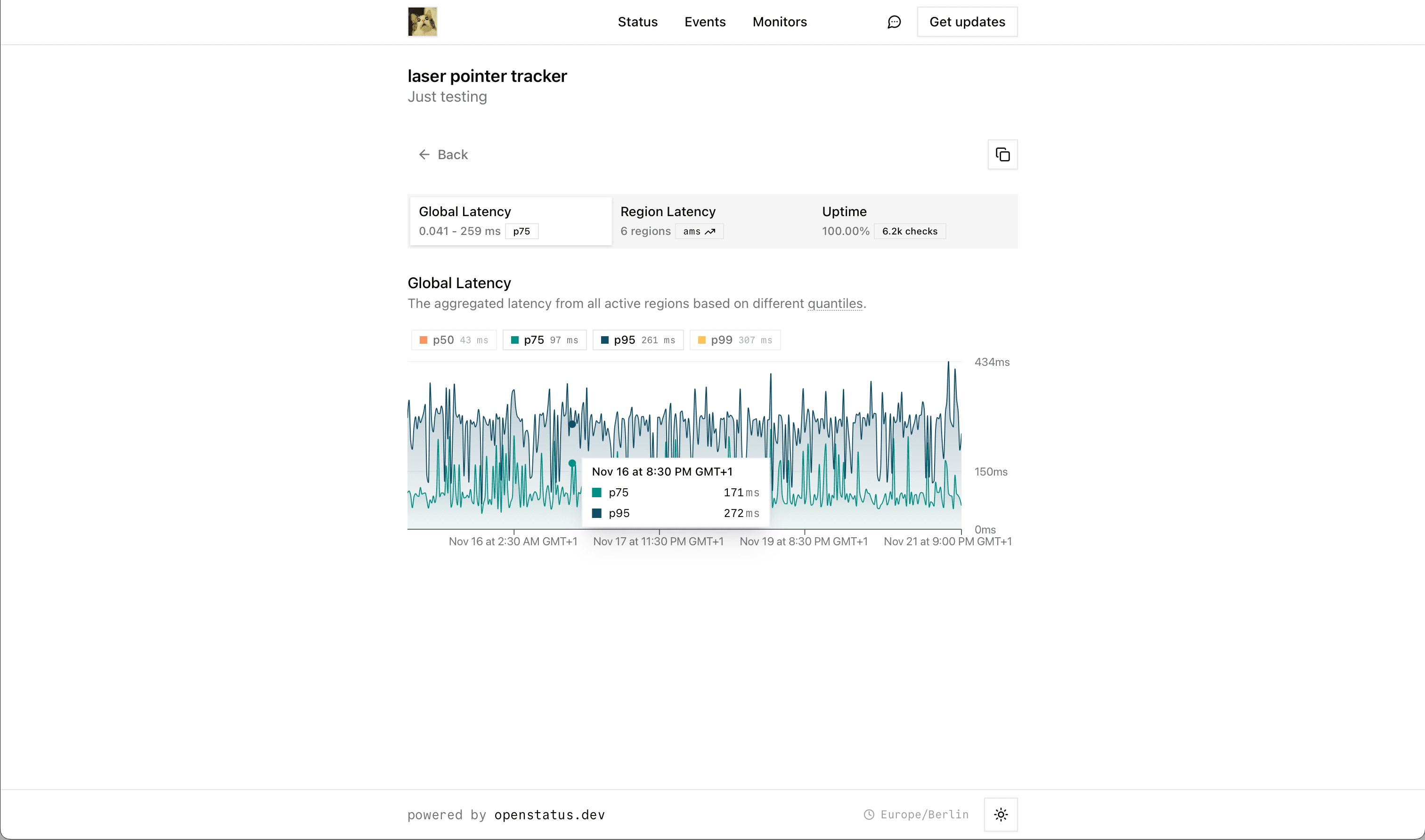 status page monitor details